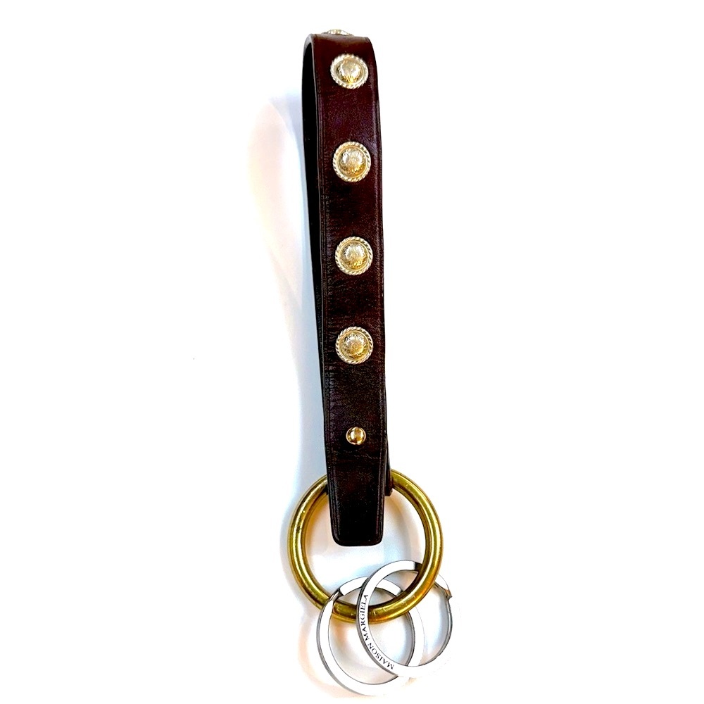 Masion Martin Margiela Brown Leather Keychain with Gold Accents RARE